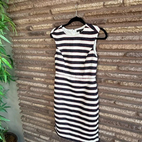 Banana Republic Navy Blue Red Stripes Fitted Pencil Dress Size 0 - Picture 5 of 7